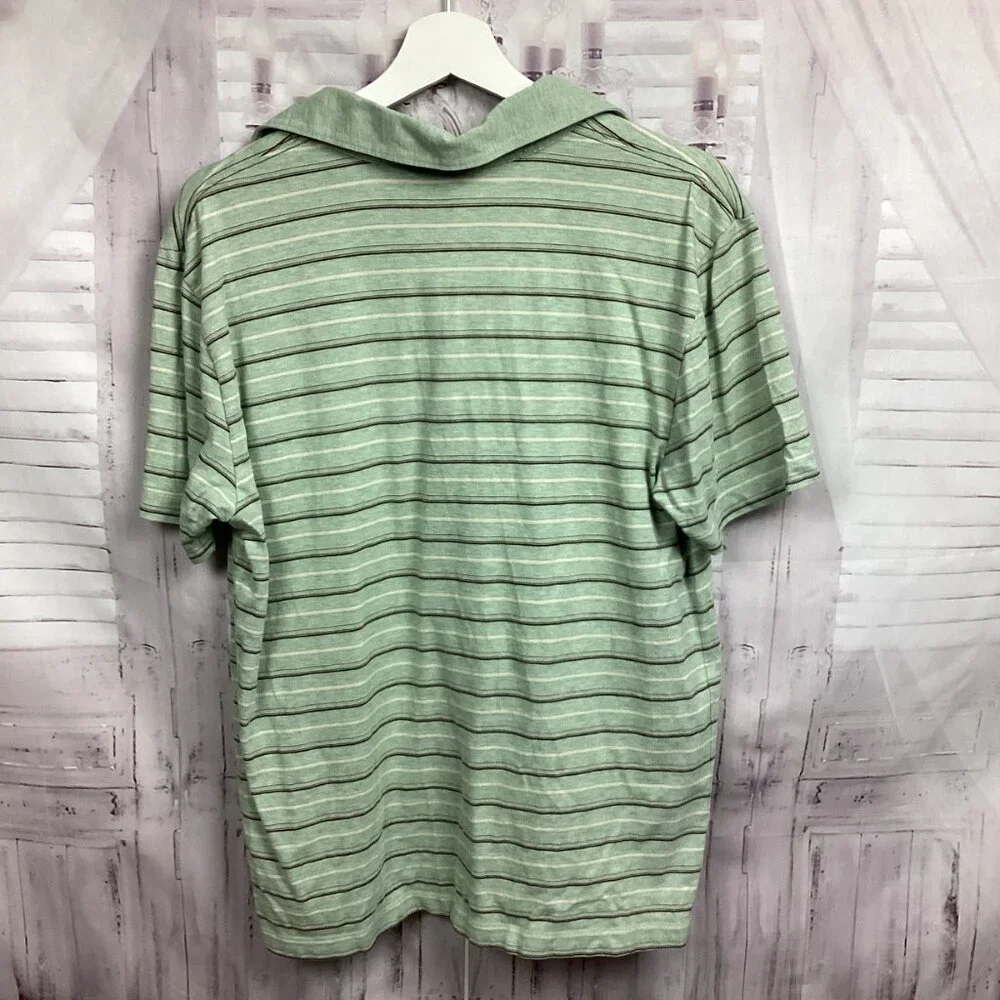 Banana Republic Green Striped Polo Shirt M